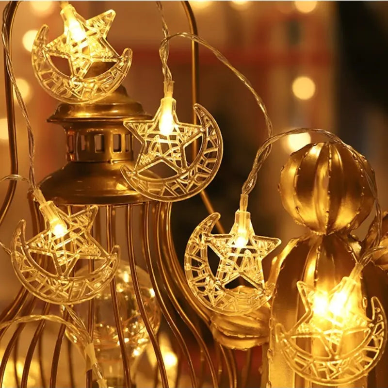 Guirlandes Lumineuses LED Étoile et Lune pour l'Eid Mubarak