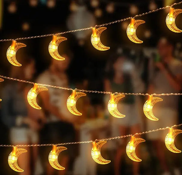 Guirlandes Lumineuses LED Étoile et Lune pour l'Eid Mubarak
