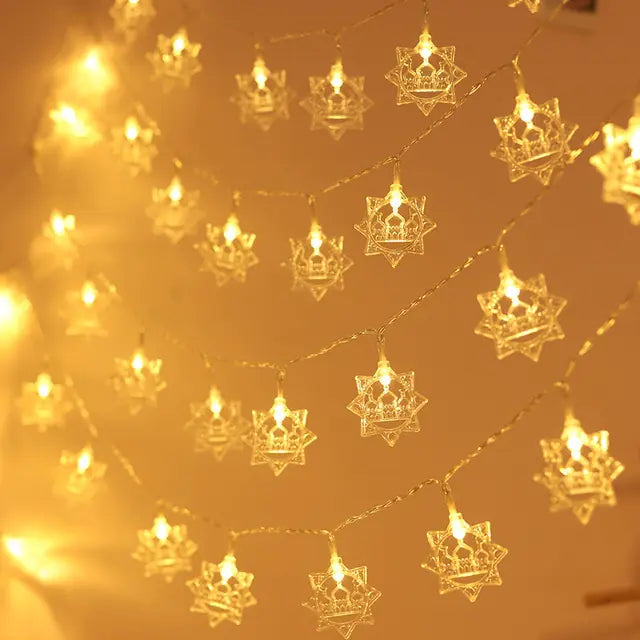 Guirlandes Lumineuses LED Étoile et Lune pour l'Eid Mubarak