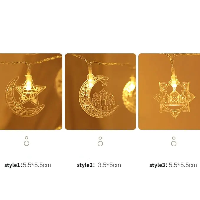 Guirlandes Lumineuses LED Étoile et Lune pour l'Eid Mubarak