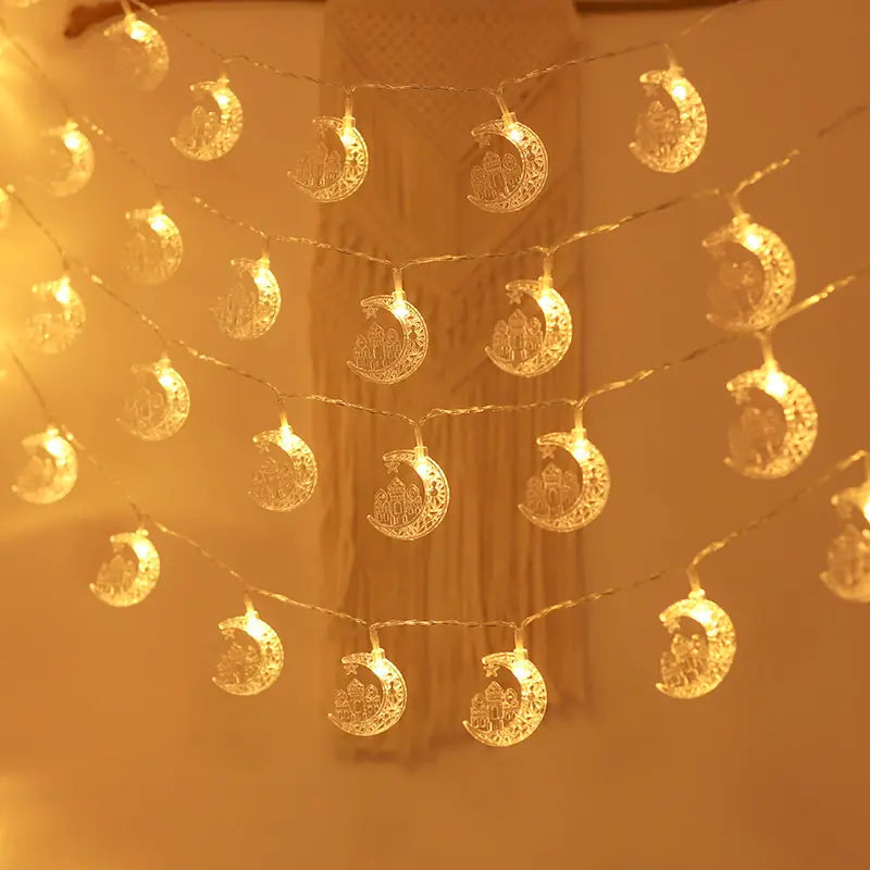 Guirlandes Lumineuses LED Étoile et Lune pour l'Eid Mubarak
