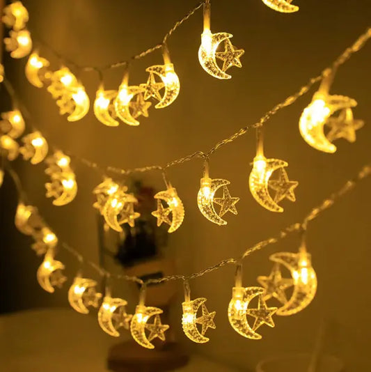 Guirlandes Lumineuses LED Étoile et Lune pour l'Eid Mubarak